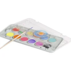 Acuarela escolar 12 colores flúor y metalizados