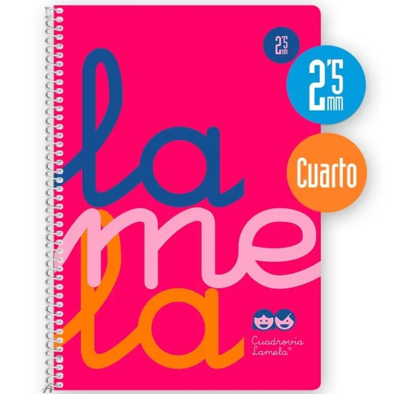 Bloc cuarto cuadrovía 2,5mm. 80 hojas tapa polipropileno rosa flúor