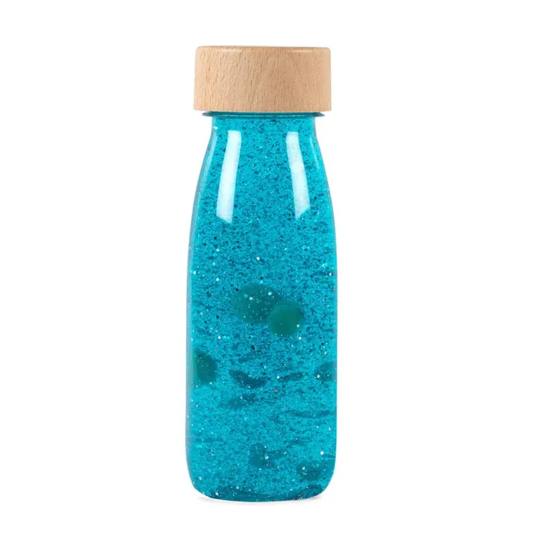 Botella sensorial float azul turquesa