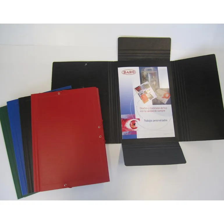 Carpeta folio 3 solapas negro cartón extra fuerte mate