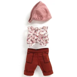 Conjunto camisa sin mangas y pantalón burdeos 32cm con pañuelo para pelo
