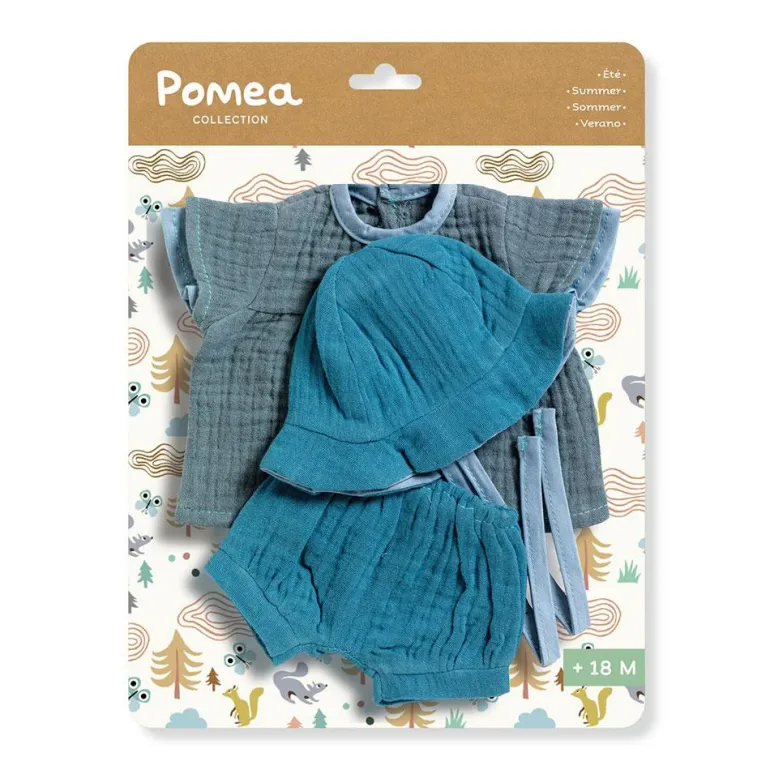 Conjunto camisa y pantalón azul verano 32cm con gorro