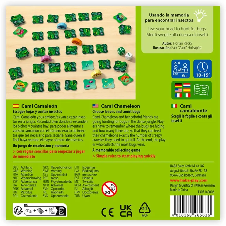 Juego de memoria Cami camaleón