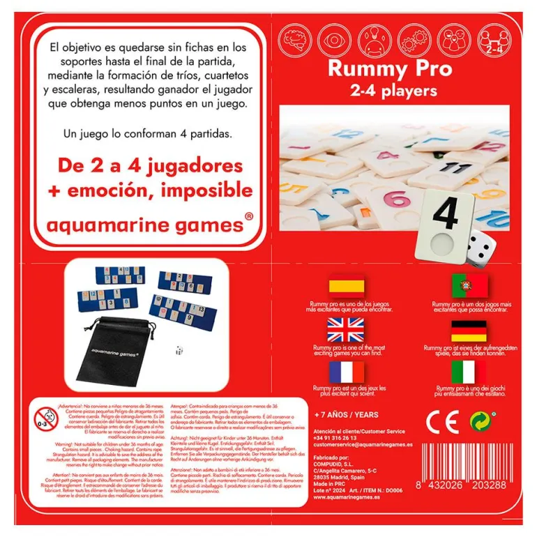 Juego de mesa Rummy Pro caja de metal