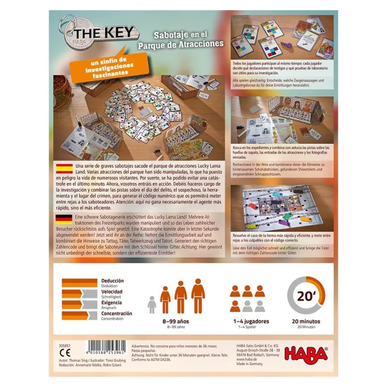 Juego de mesa The key: Sabotaje en el parque de atracciones