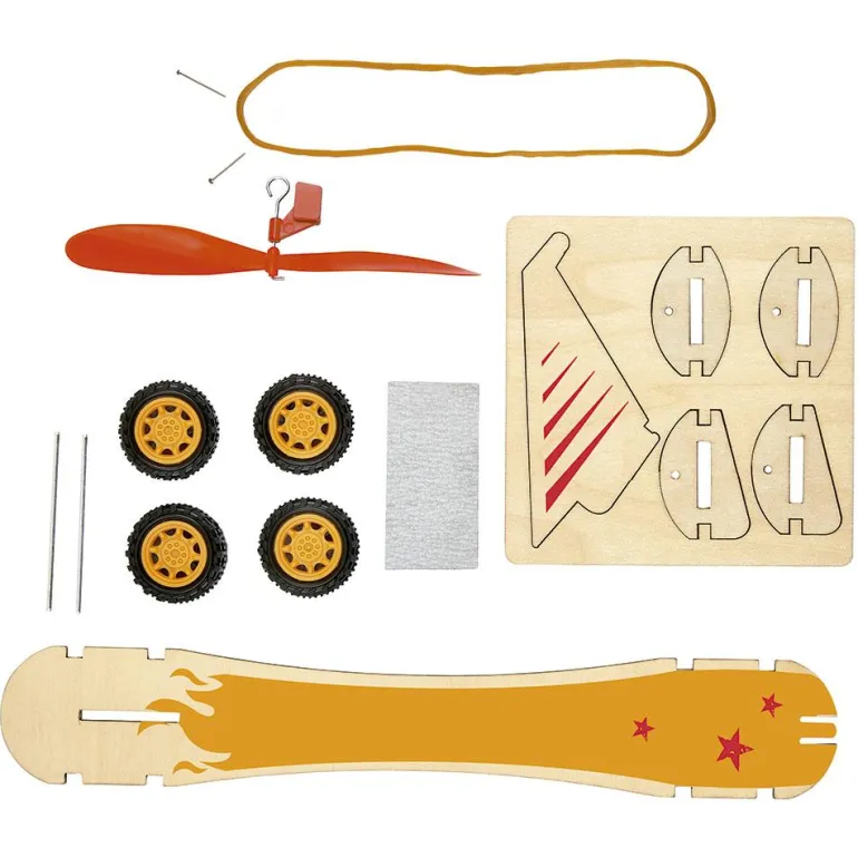 Kit montaje coche carreras propulsión goma elástica