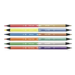 Lápiz color doble punta 12 colores flúo y metalizados Milan