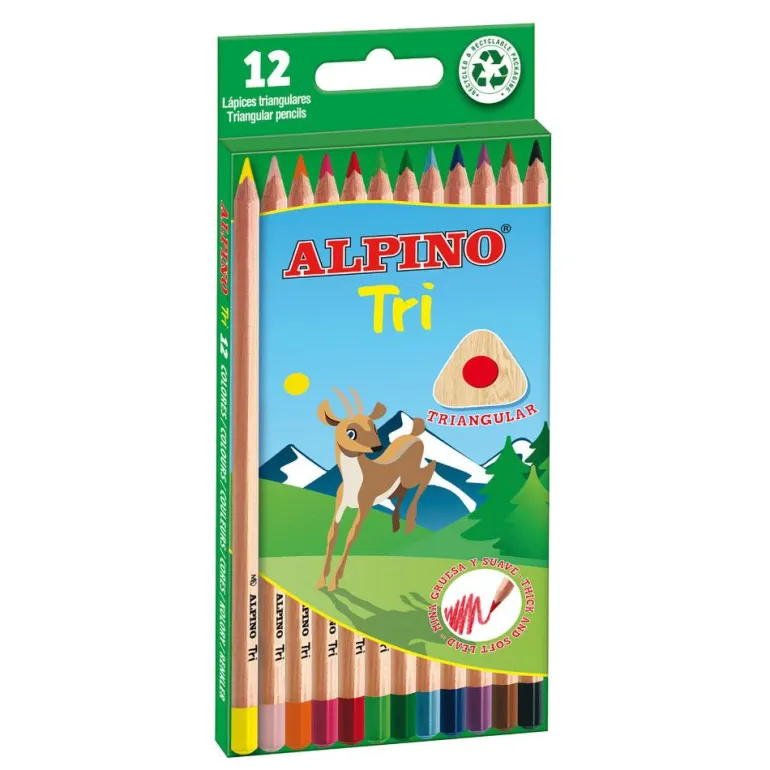 Lápiz color triangular 12 colores Tri Alpino