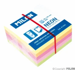 Mini cubo de notas adhesivas 50x50 250 hojas neón