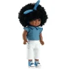 Muñeca Janet con conjunto azul y blanco 32cm.
