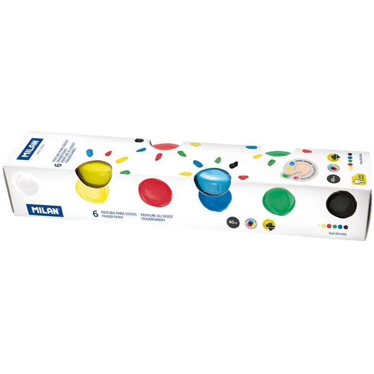 Pintura de dedos 6 colores 40ml. Milan