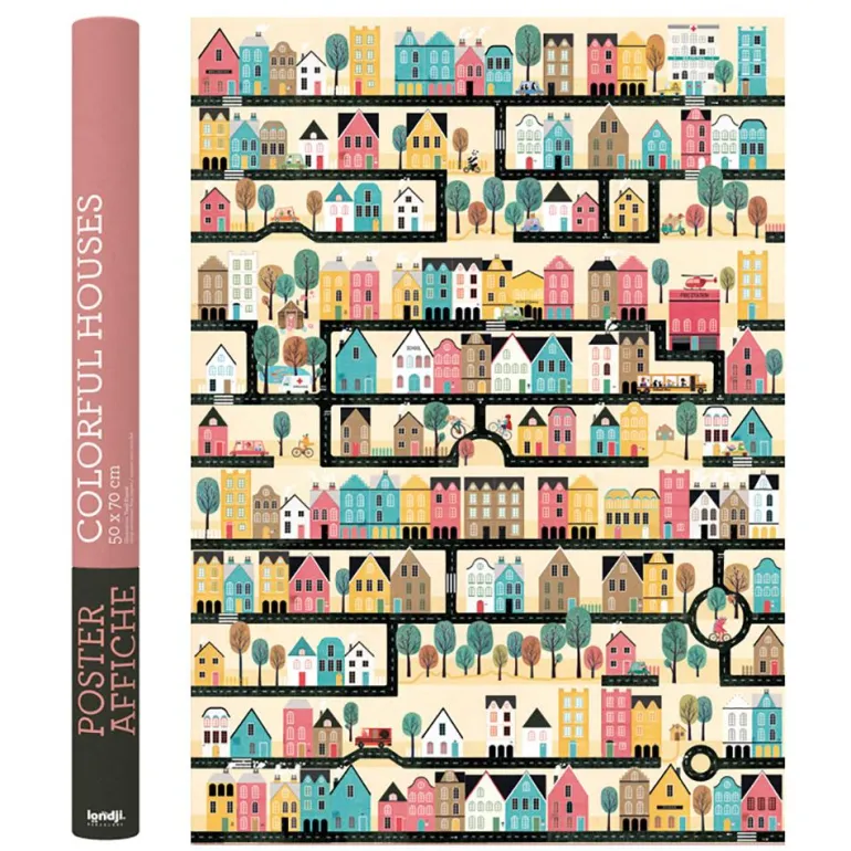 Póster colorful houses 50x70cm