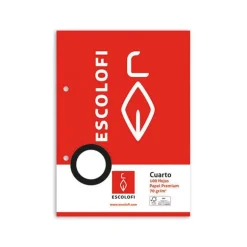 Recambio cuarto liso, 100 hojas, 2 taladros