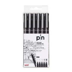 Rotulador calibrado Pin-200(S) negro 6 puntas