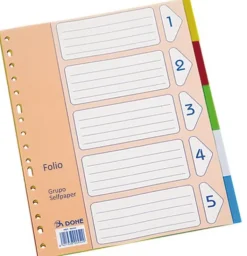 Separadores de colores tamaño folio 5 posiciones multitaladro