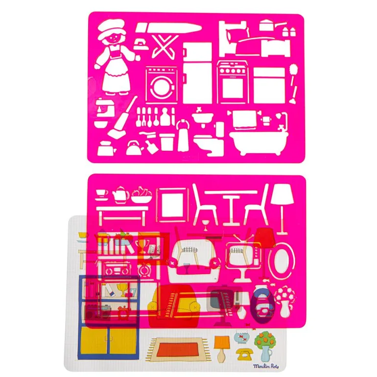 Set de plantillas con diseños de objetos de casa