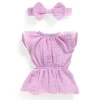 Vestido violeta con lazo para el pelo 32cm