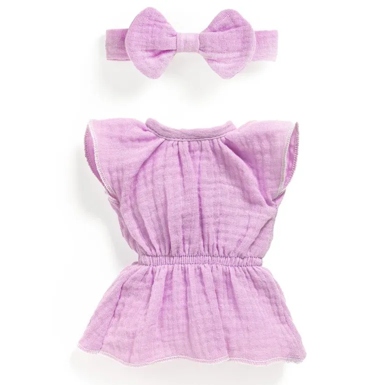 Vestido violeta con lazo para el pelo 32cm